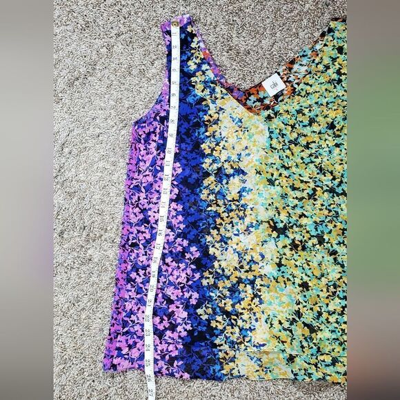 Cabi Floral Teal, Orange, Blue Tank Top - Picture 4 of 7
